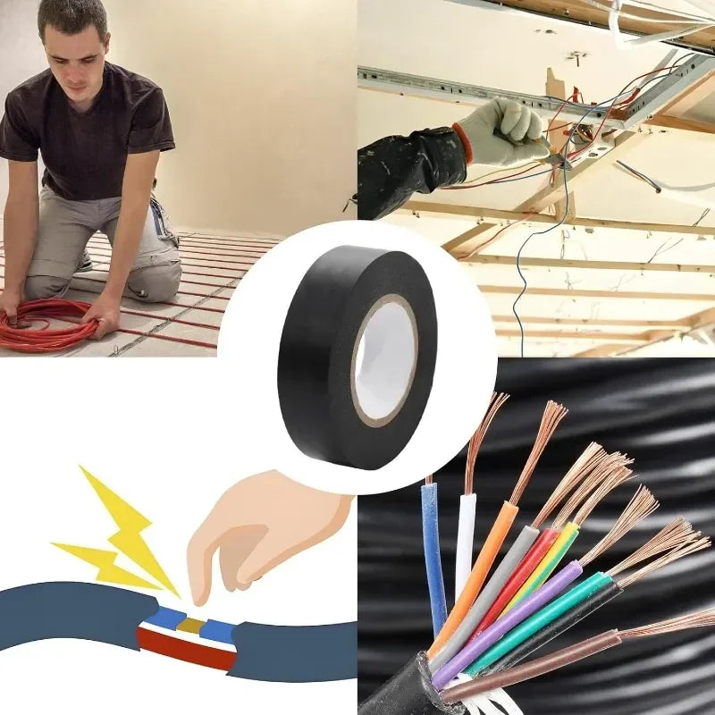 Black PVC Electrical Insulation Tape – Flame-Retardant, 5–20 Rolls