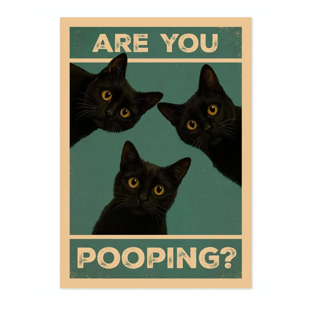 "Are You Pooping?" Funny Cat Bathroom Canvas Wall Art Print