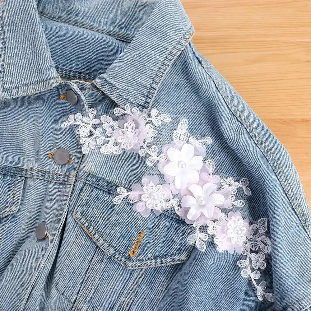 3D Flower Applique Beaded Lace Patch for Wedding Dresses