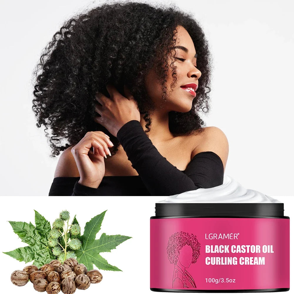 LGRAMÉR Black Castor Oil Curl Defining Anti-Frizz Cream 100g