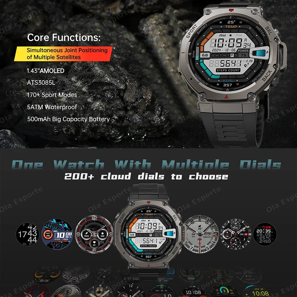 Ola Esporte HW12 Military Smartwatch | 1.43" AMOLED GPS Watch