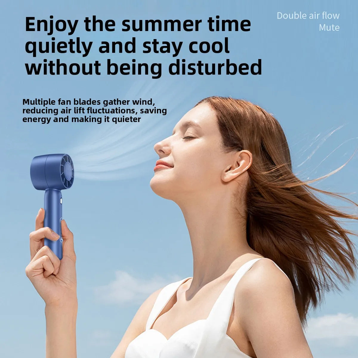 Mini USB Rechargeable Handheld Fan – 3 Speed Portable Desk Fan