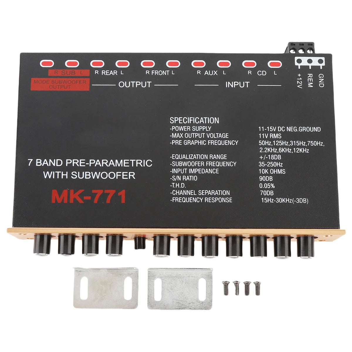 7-Band Car Graphic Equalizer | Front Rear Subwoofer Output