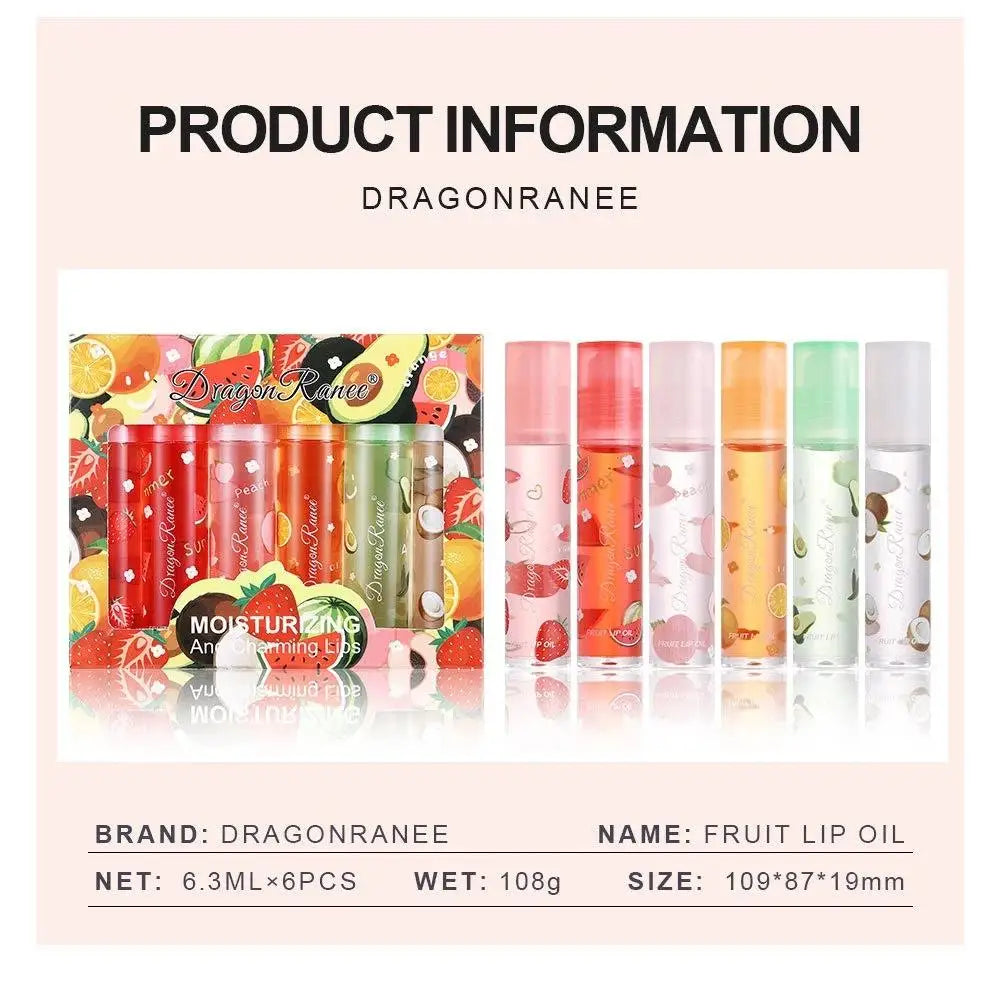 Dragon Ranee 6-Pc Strawberry Lip Oil Set | Hydrating Gloss