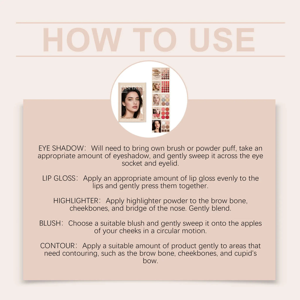 Zephoco All-in-One Makeup Set – Eyeshadow, Lip Gloss & Blush