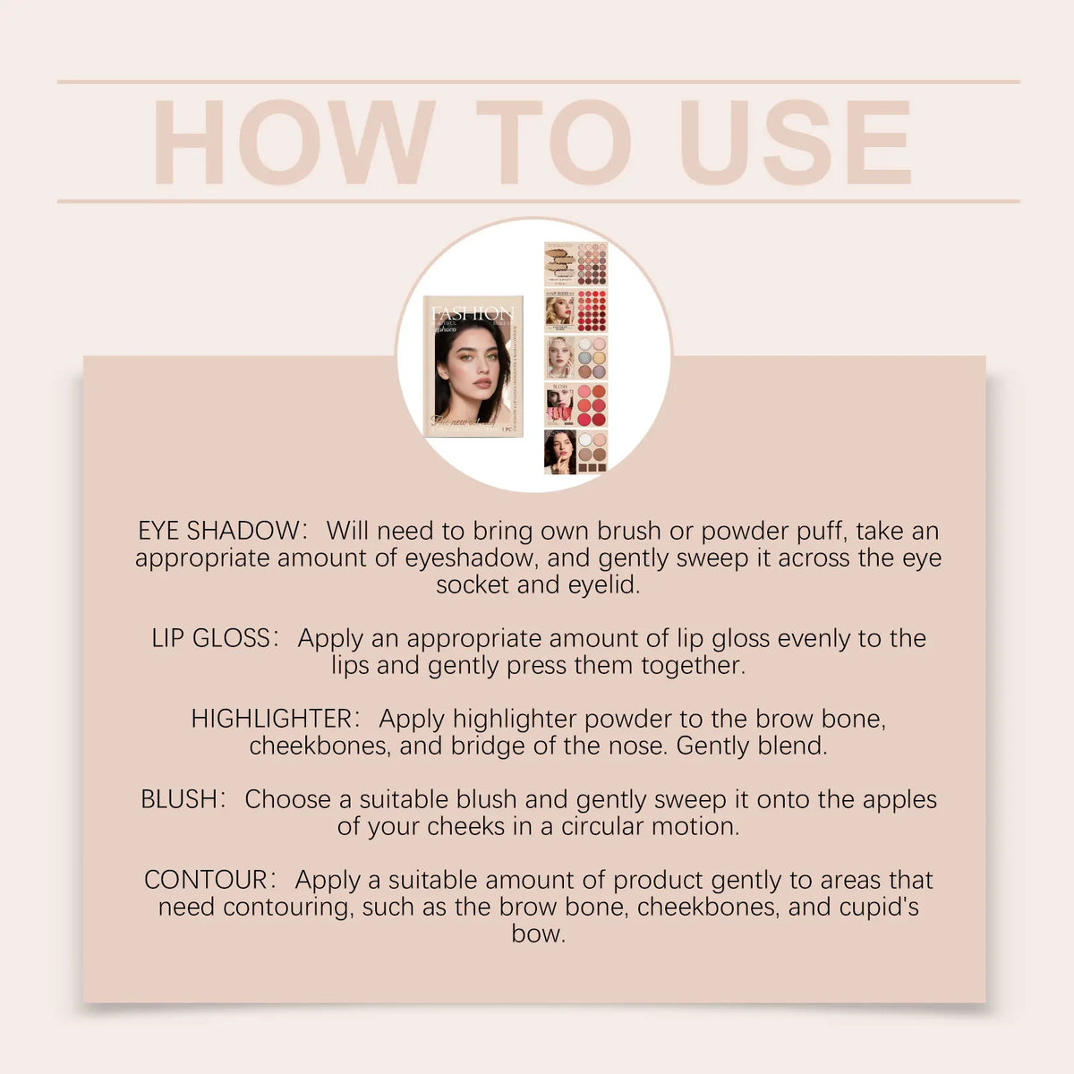 Zephoco All-in-One Makeup Set – Eyeshadow, Lip Gloss & Blush