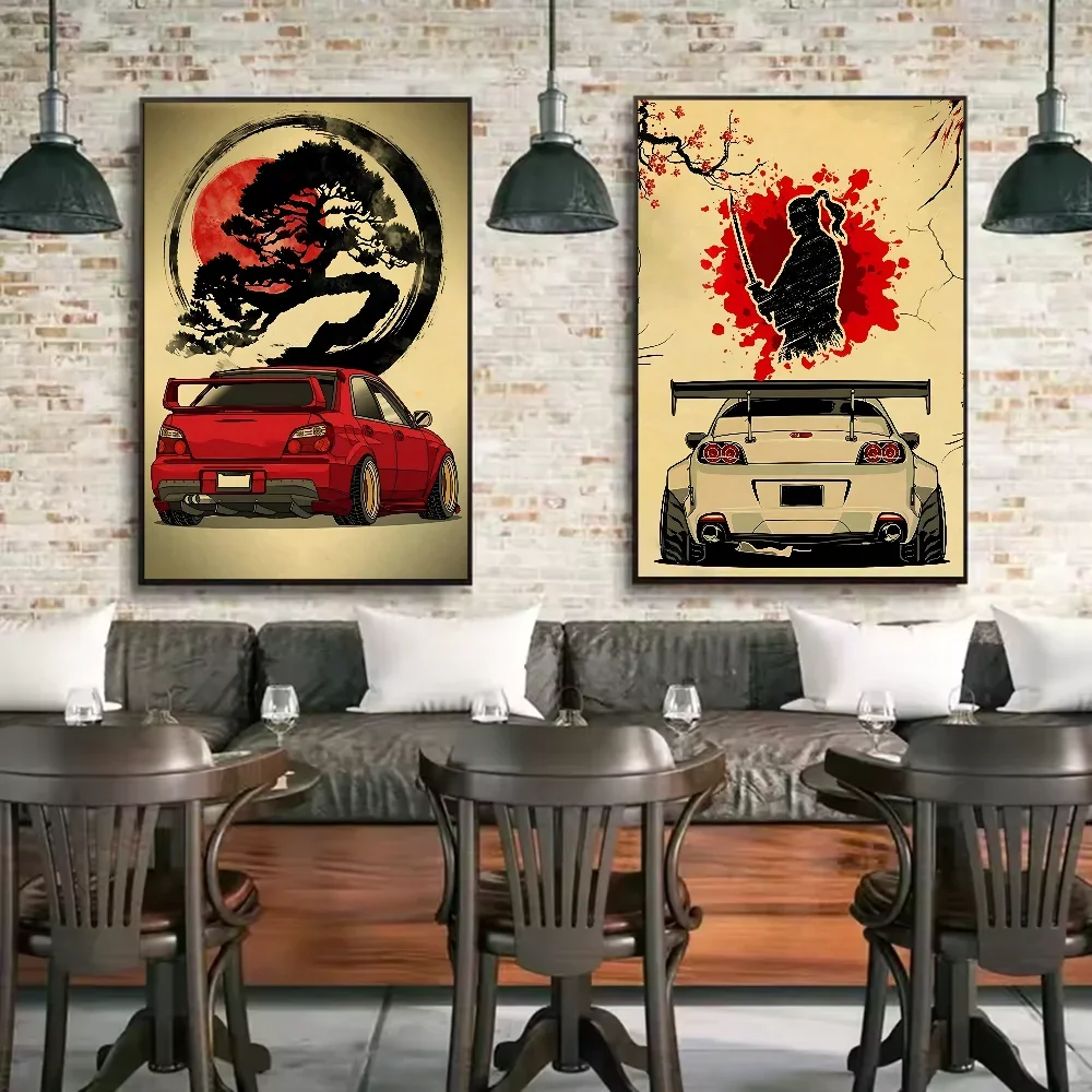 Japanese Cars Samurai Poster | HD Waterproof PVC Wall Art