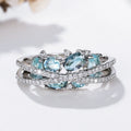 Huitan Blue Cubic Zirconia Cross Ring – Women's Wedding Band