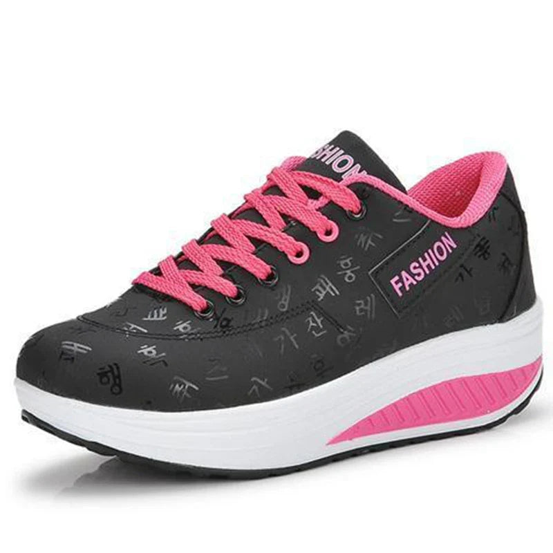 HAJINK Women's Fashion Heel Sneakers – Casual Lace-Up