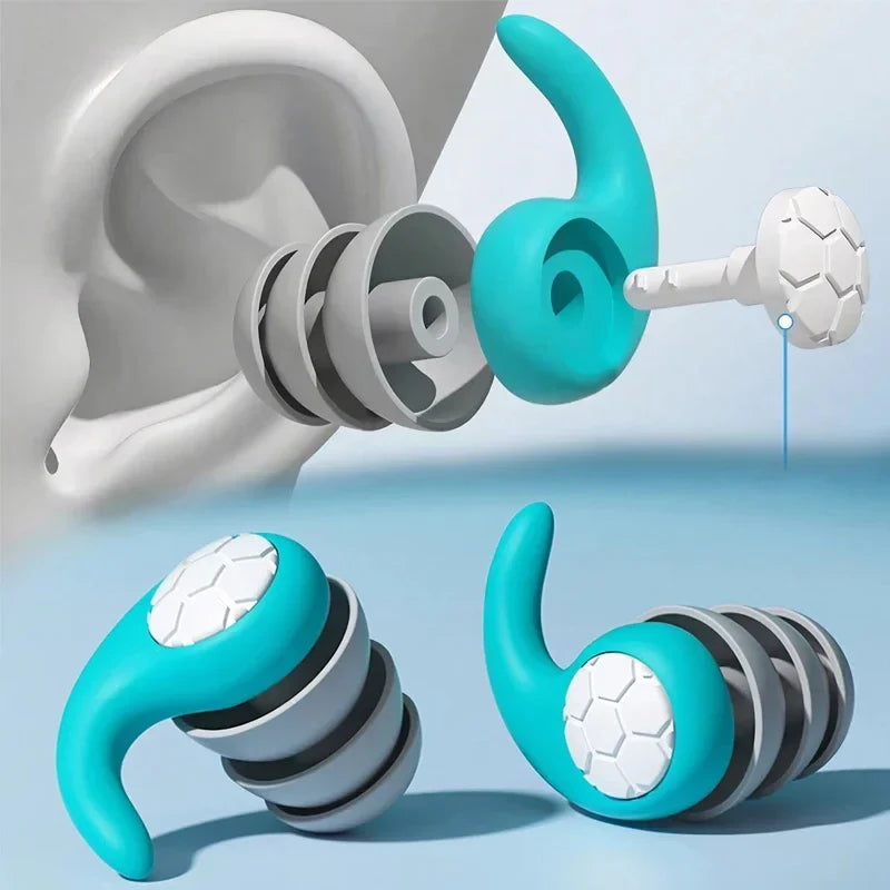 Soft Silicone Earplugs – 3-Layer Noise Reduction & Waterproof