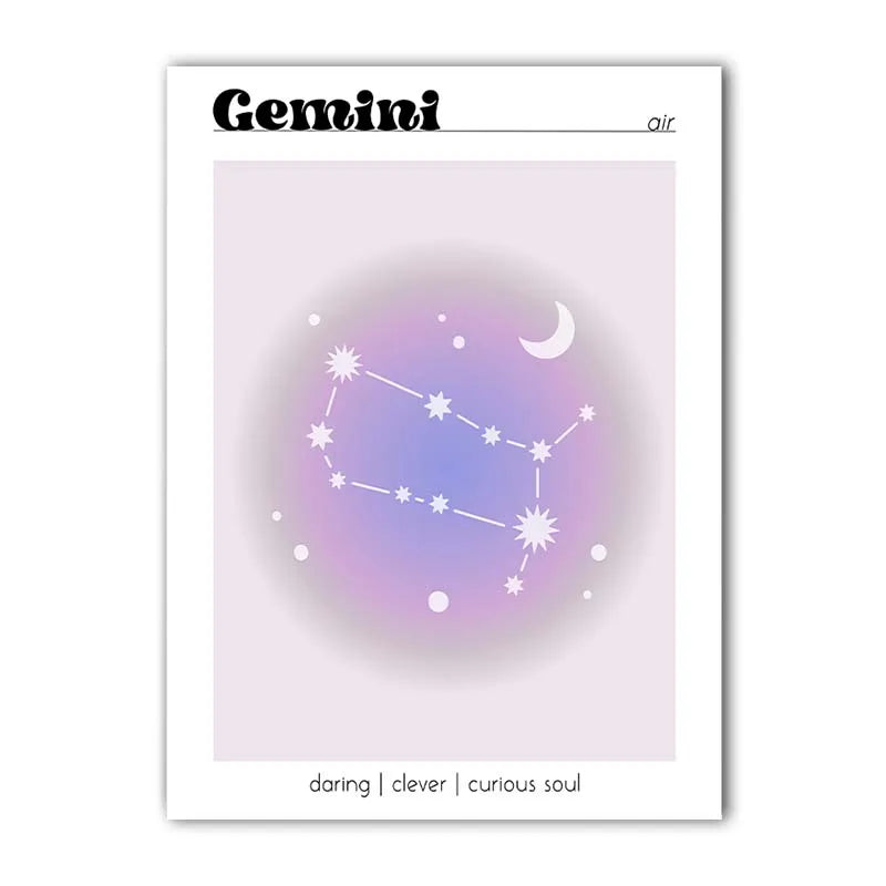 Nordic Constellation Canvas Wall Art | Astrology Gradient Poster