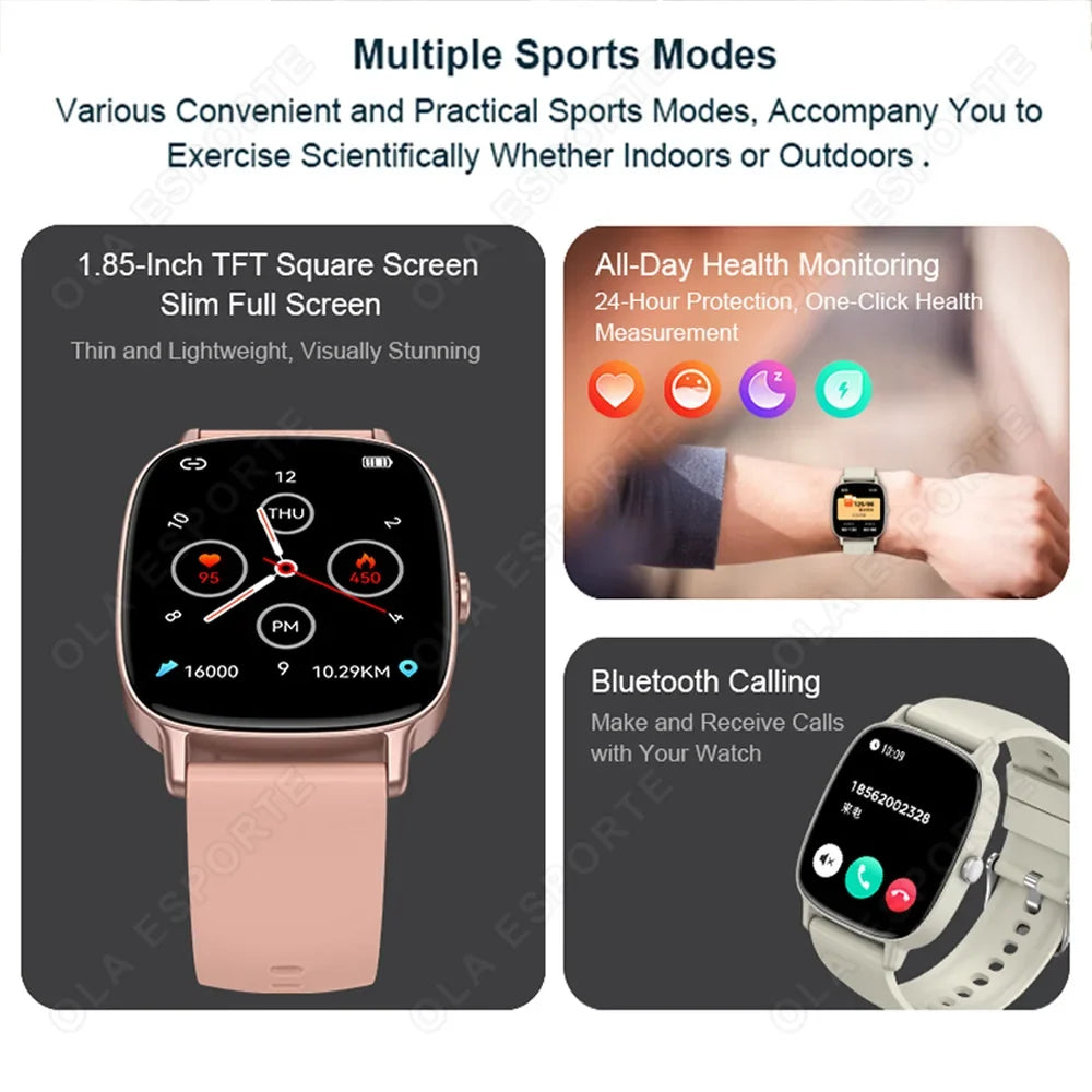 Ola Esporte 1.85" Smart Watch – Bluetooth Call & Fitness Tracker