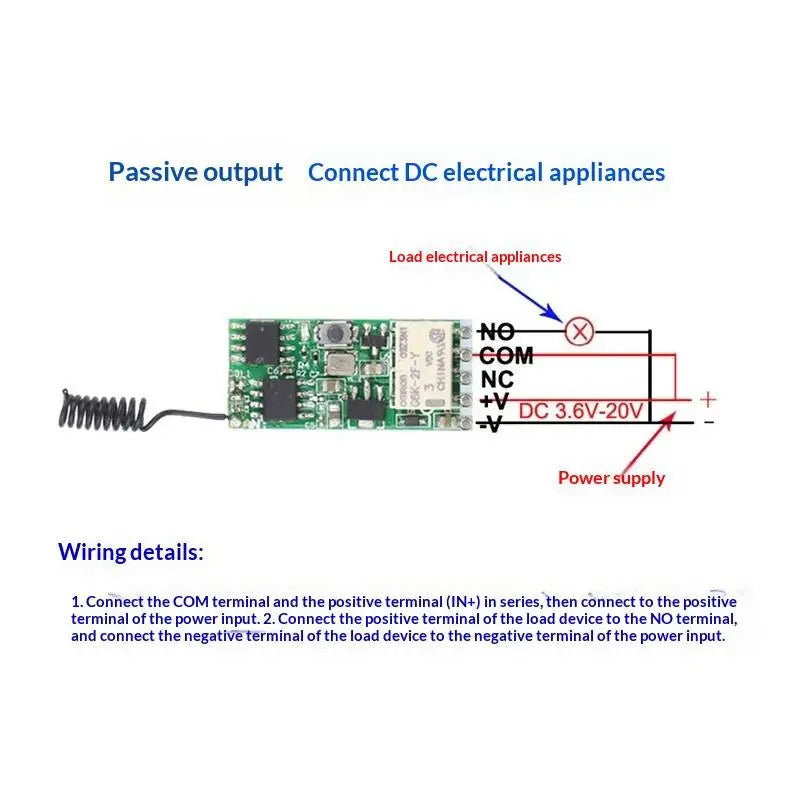 433mhz DC 3V 6V 12V 24V Mini Relay Wireless RF Remote Control Switch