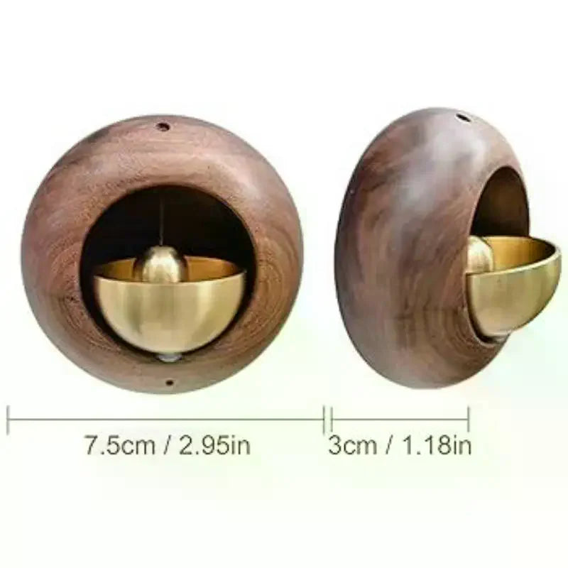 Black Walnut Wood Magnetic Entry Doorbell – Round Bell Chime