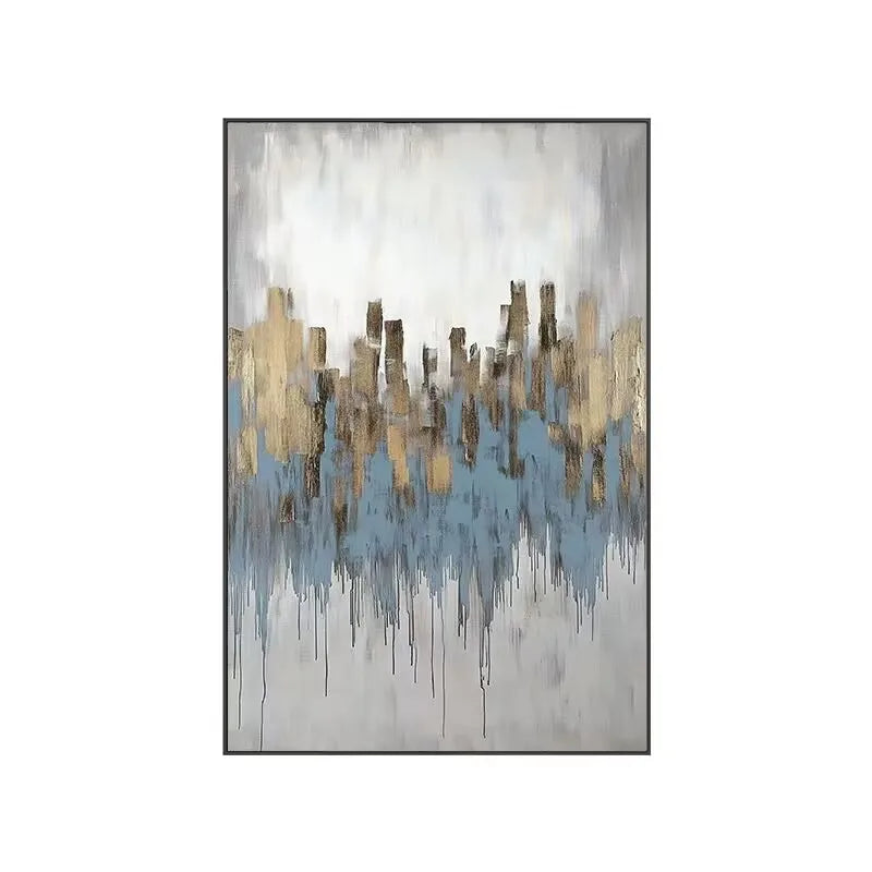 Handmade Abstract Gold Foil Oil Painting on Canvas | Wall Art