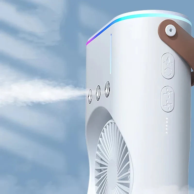 Double-Blade USB Spray Fan – Desktop Cooling & Humidifier