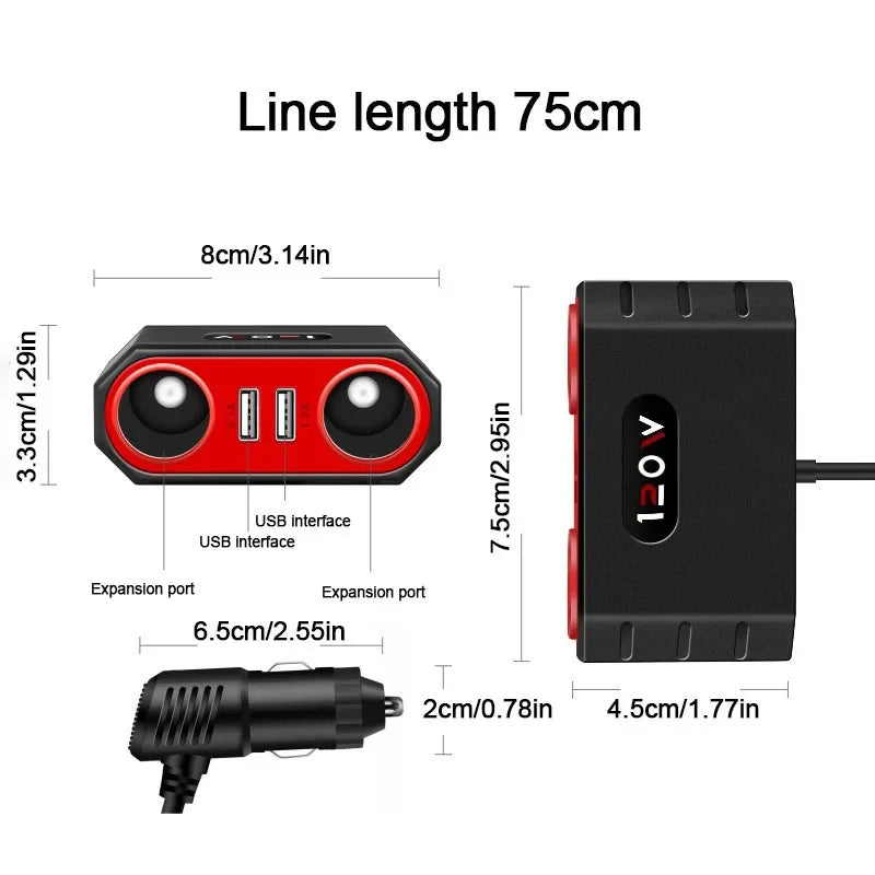 4-Port 120W USB Car Charger Fast Charge 12-24V | CH33