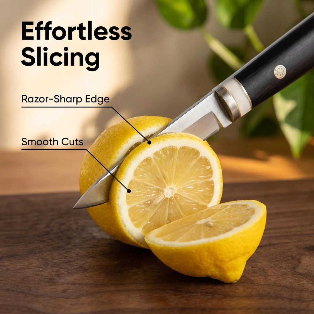 Professional Kitchen Knife – Stainless Steel, Wood Handle & Sheath