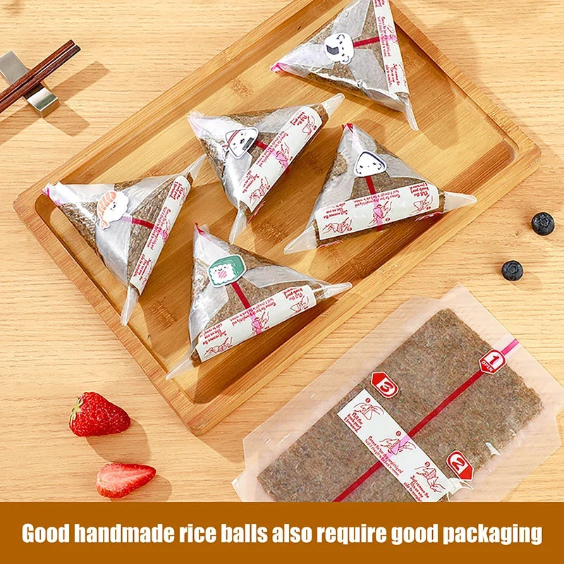 Disposable Triangle Onigiri Bags – Rice Ball Wrap 10/50/100 Pcs