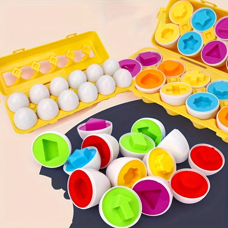 12 Shape Matching Toys Simulated Egg Shapes Storage Box Geometric
