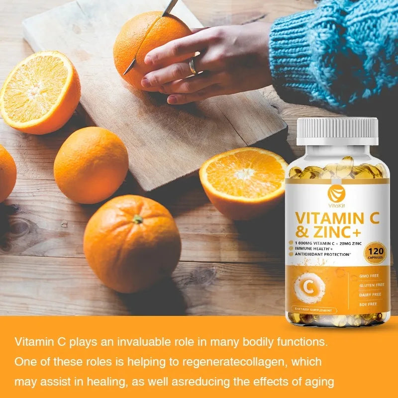 VitaKit Vitamin C 1000mg + Zinc 20mg – 120 Vegan Capsules