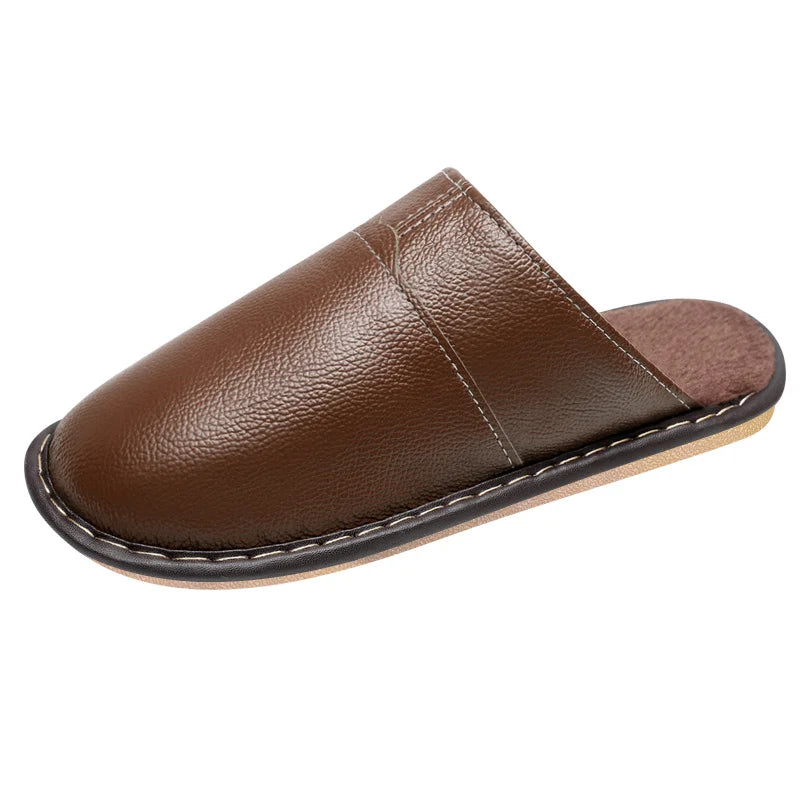 Lorilury Plush Leather Indoor Slippers – Non-Slip Slides