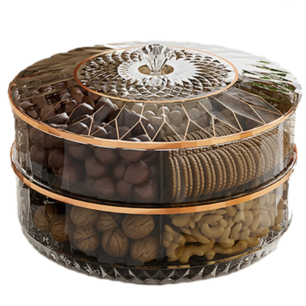 Rotatable Stackable Fruit & Candy Serving Tray with Lid