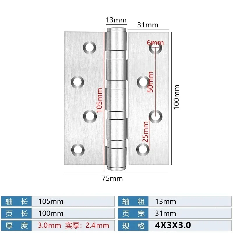 4-Inch Stainless Steel Silent Door Hinges | 3mm Heavy-Duty
