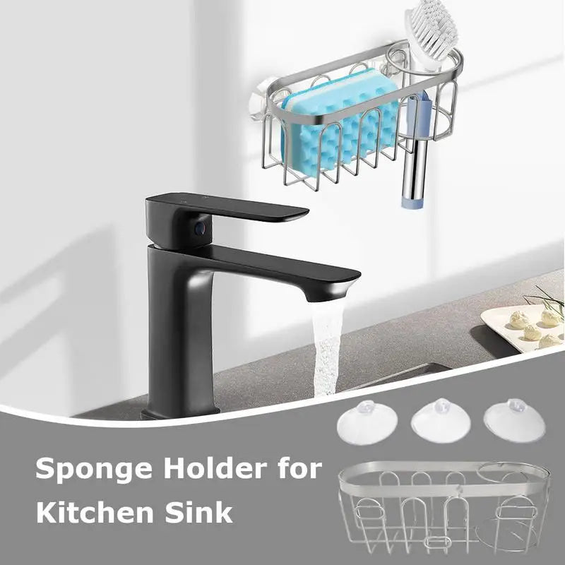 No-Drill Wall Sponge & Brush Holder | Suction Cup Drain Rack