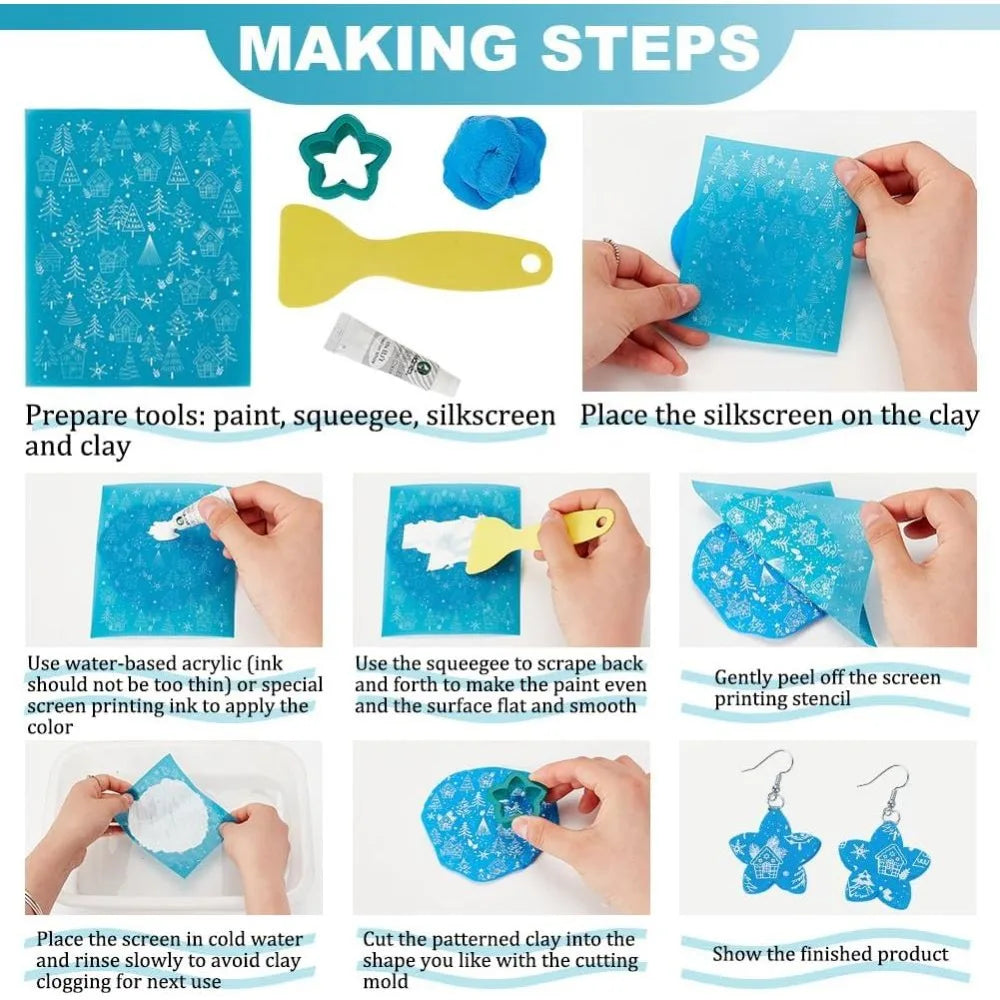 Dog Pattern Clay Silk Screen Stencil – 4×5" Reusable Mesh