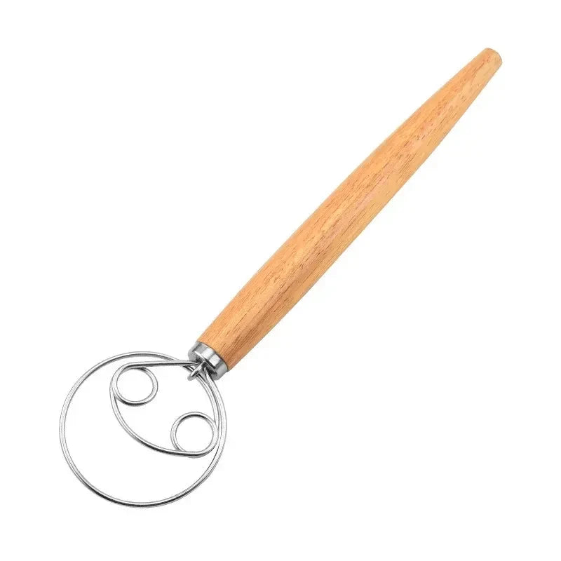 13-Inch Danish Dough Whisk – Stainless Steel & Wood Handle