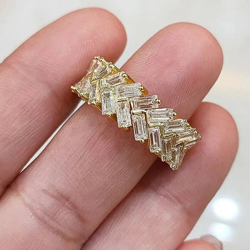Huitan Baguette CZ Ring – Women's Luxury Wedding Band