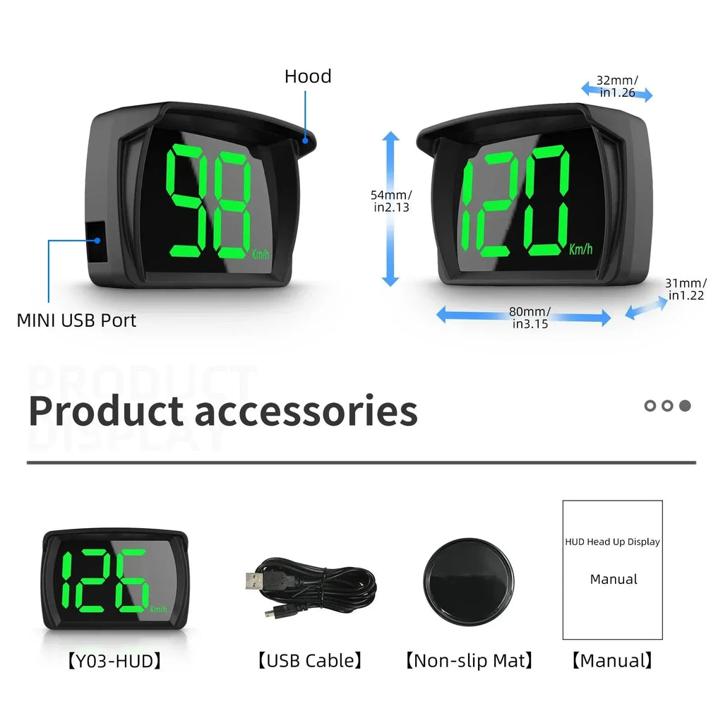 Y03 GPS HUD Head-Up Display | Digital Car Speedometer KM/H