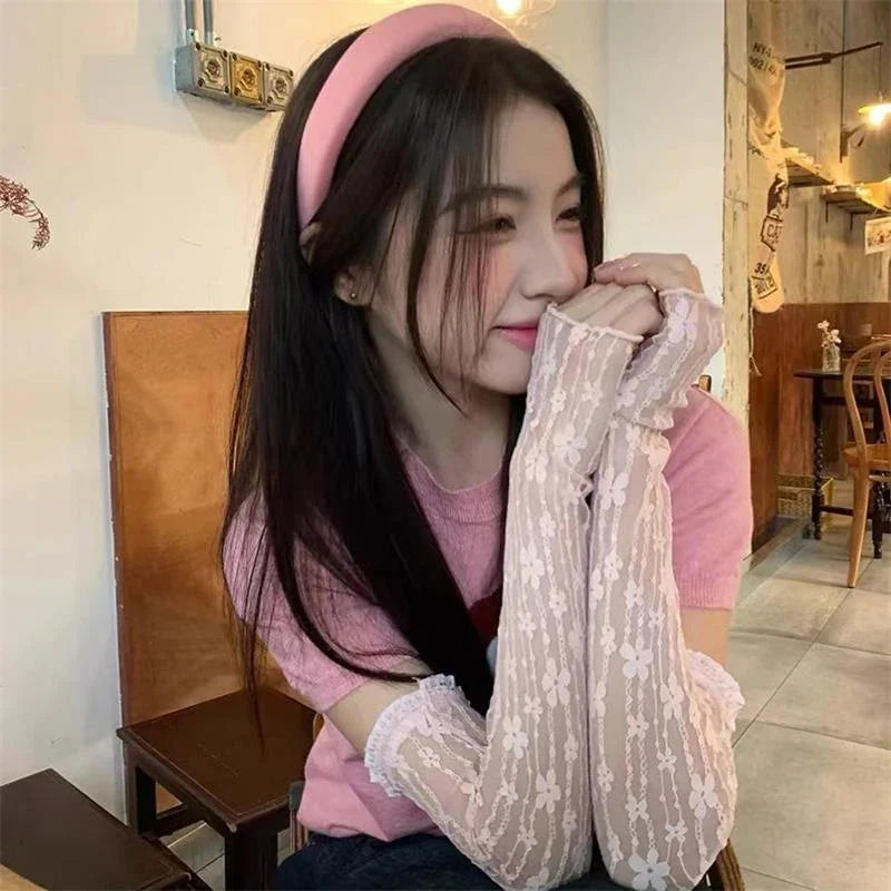 Women's Lace Half-Finger Gloves & Long UV Arm Sleeves
