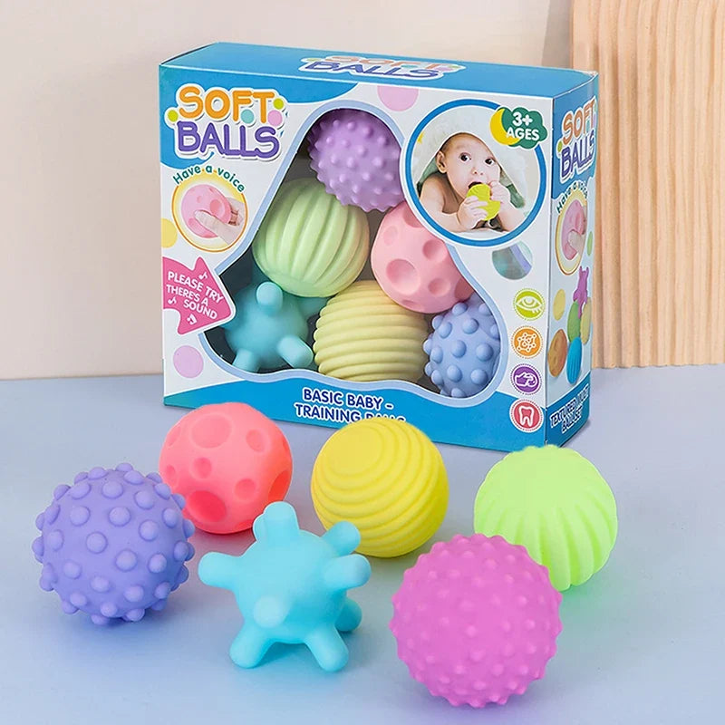 6-Piece Baby Sensory Balls – Textured Infant Rattle Toy Set