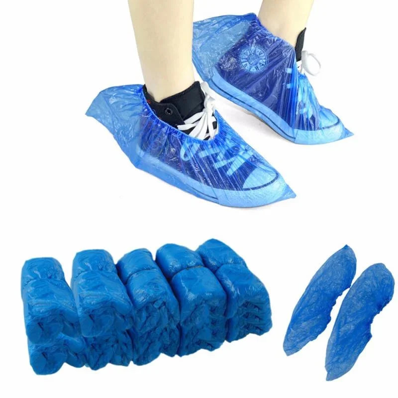 40- Disposable Waterproof Shoe Cover Plastic Non-slip Foot Indoor PE