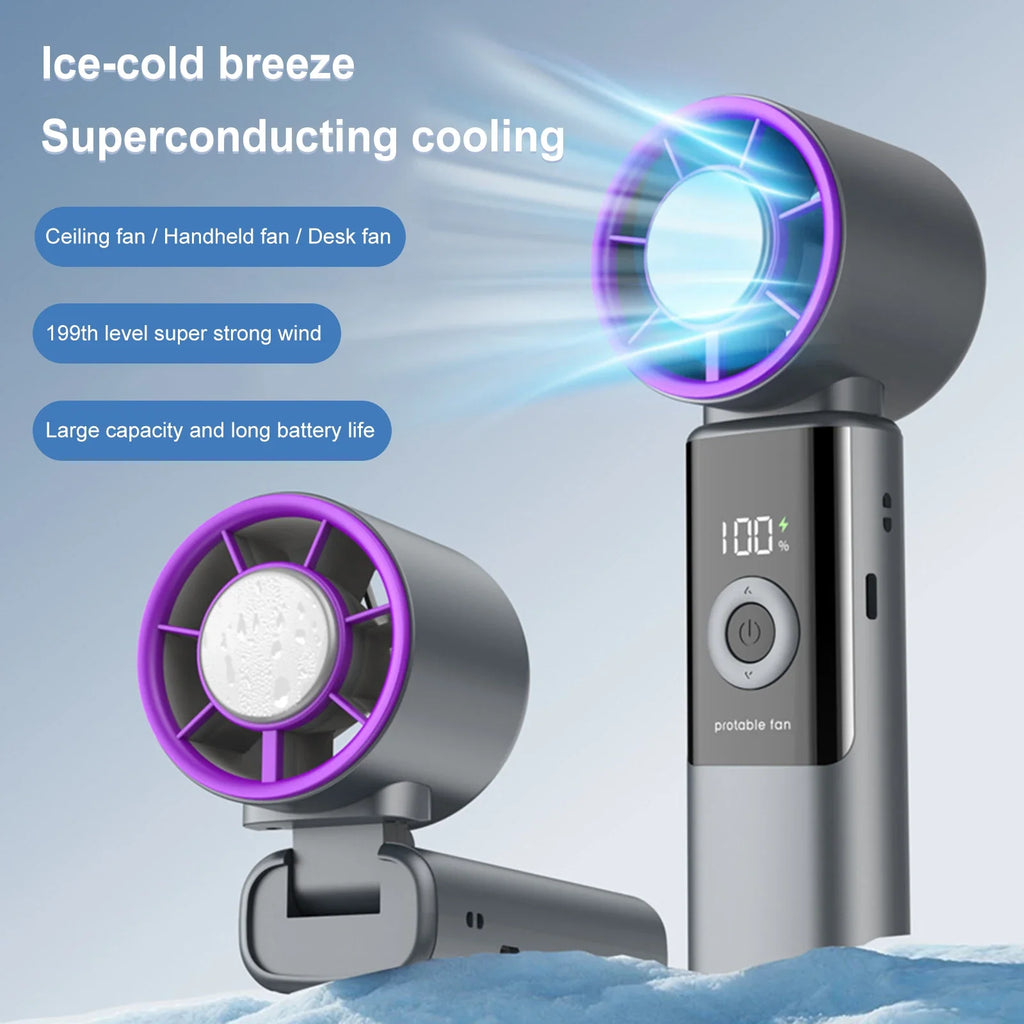 Type-c Rechargeable Handheld Fan 199 Speeds Adjustable Mini Personal