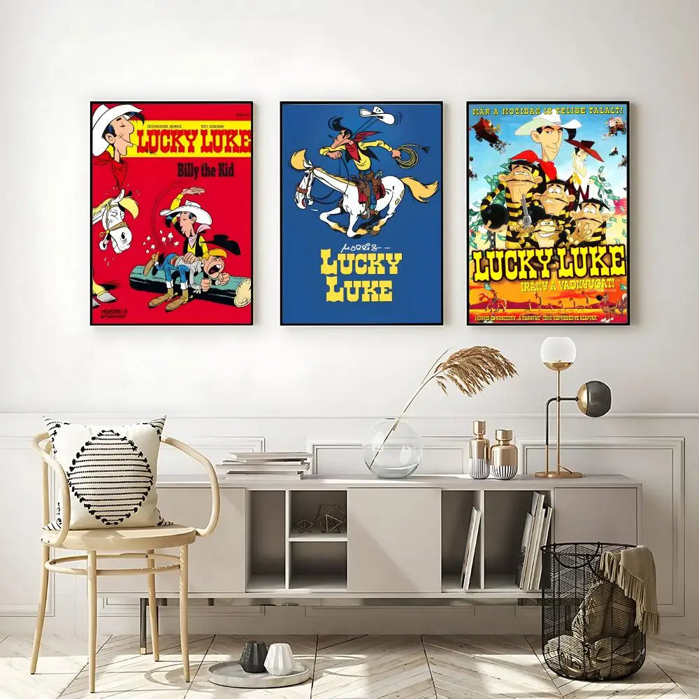Lucky Luke Cartoon HD Poster – Self-Adhesive Waterproof Wall Art