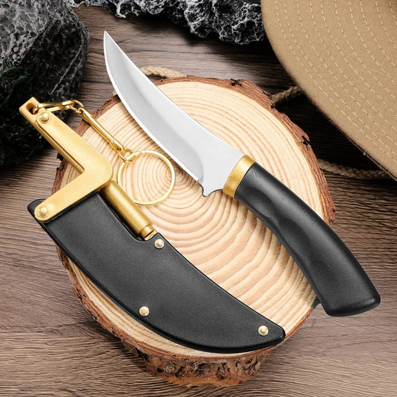 Stainless Steel Outdoor Knife with Sleeve & Plastic Handle