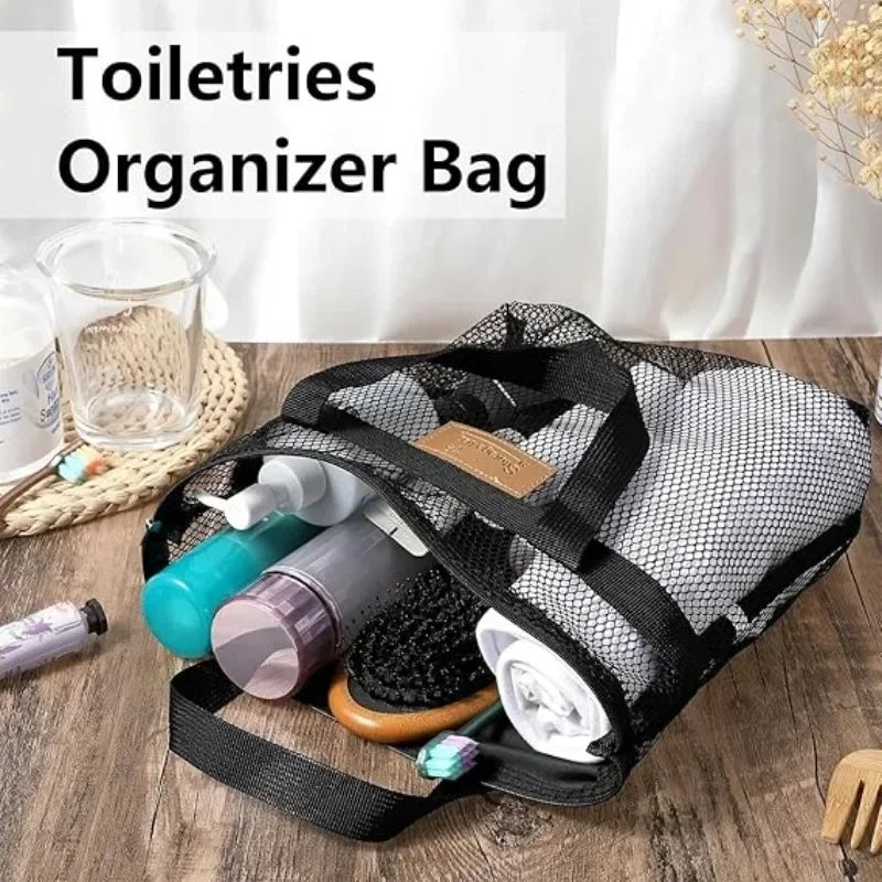 Travel Beach Tote Bag with Mesh Pockets – Swim & Gym Organizer