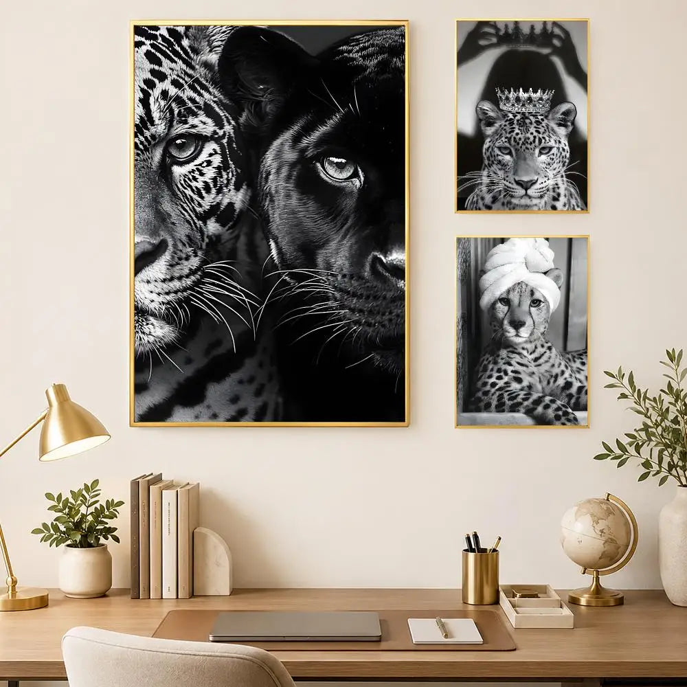 Black & White Leopard Self-Stick Wall Art Poster | Waterproof