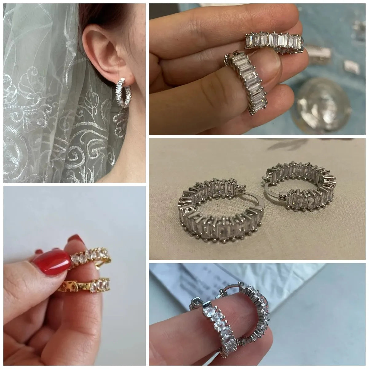 Huitan Pear-Shaped CZ Hoop Earrings – Cubic Zirconia Women