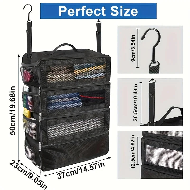 Hanging Suitcase Organizer | Collapsible Packing Cubes