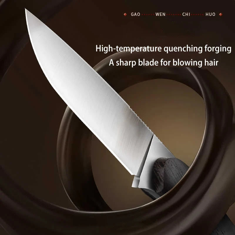 Forged Kitchen Knife – 4Cr13 Steel & Wood Handle + Sheath