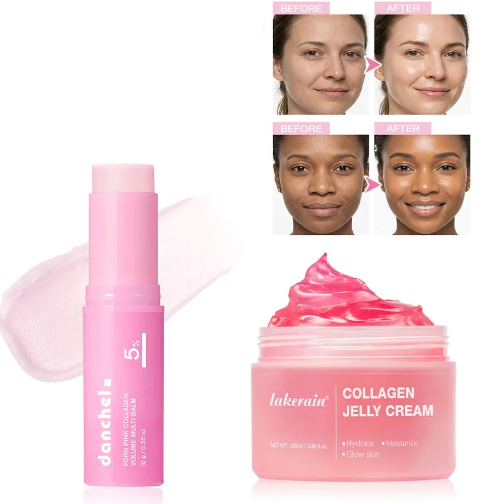 PDRN Pink Collagen Balm & Jelly Face Cream Skincare Set