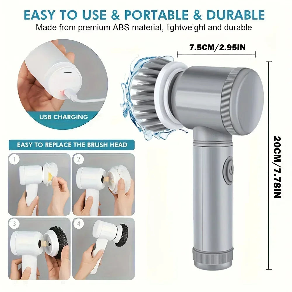 Electric Spin Scrubber – Rechargeable, 5 Brush Heads