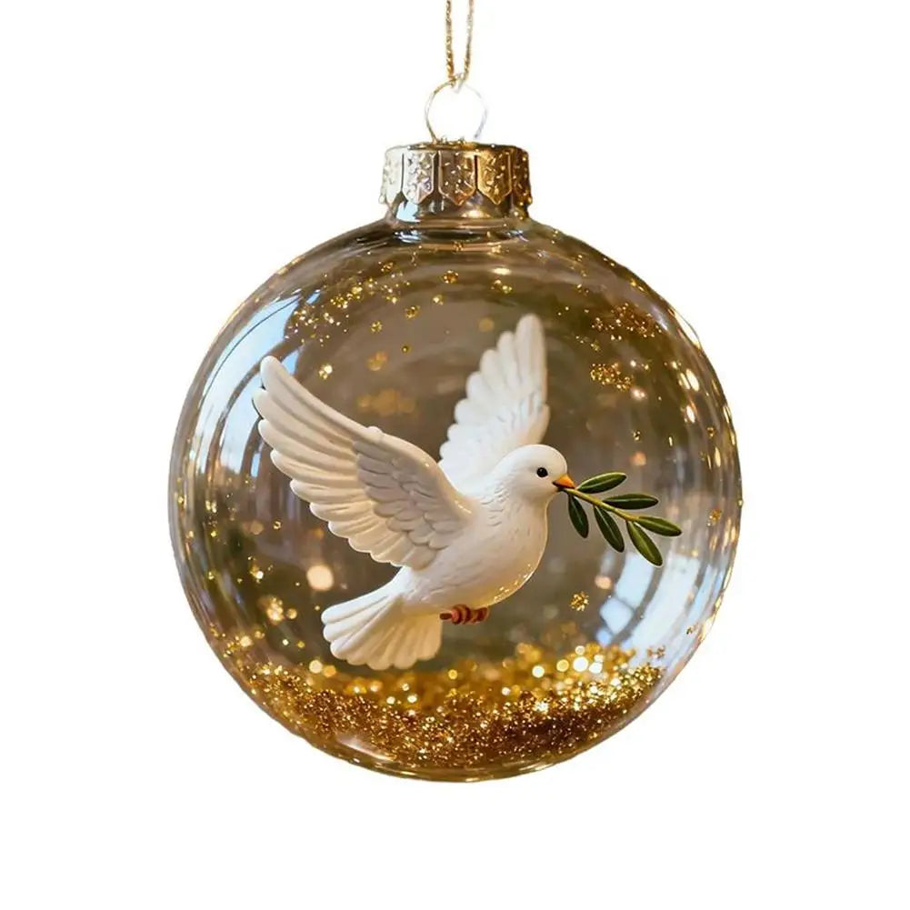 Acrylic Cardinal & Hummingbird Christmas Ball Ornament 8cm