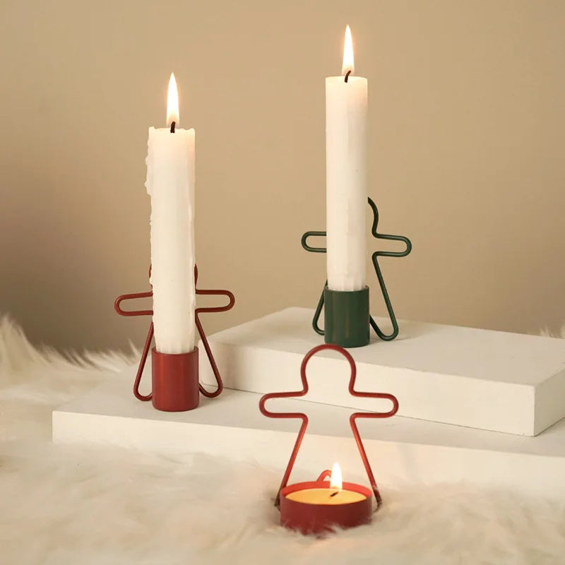 Simple Gingerbread Man Candlestick Decoration Ins Christmas-themed