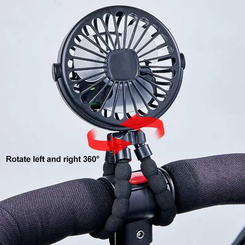 Octopus Clip-On Stroller Fan – 3 Speeds, LED & Flexible Tripod