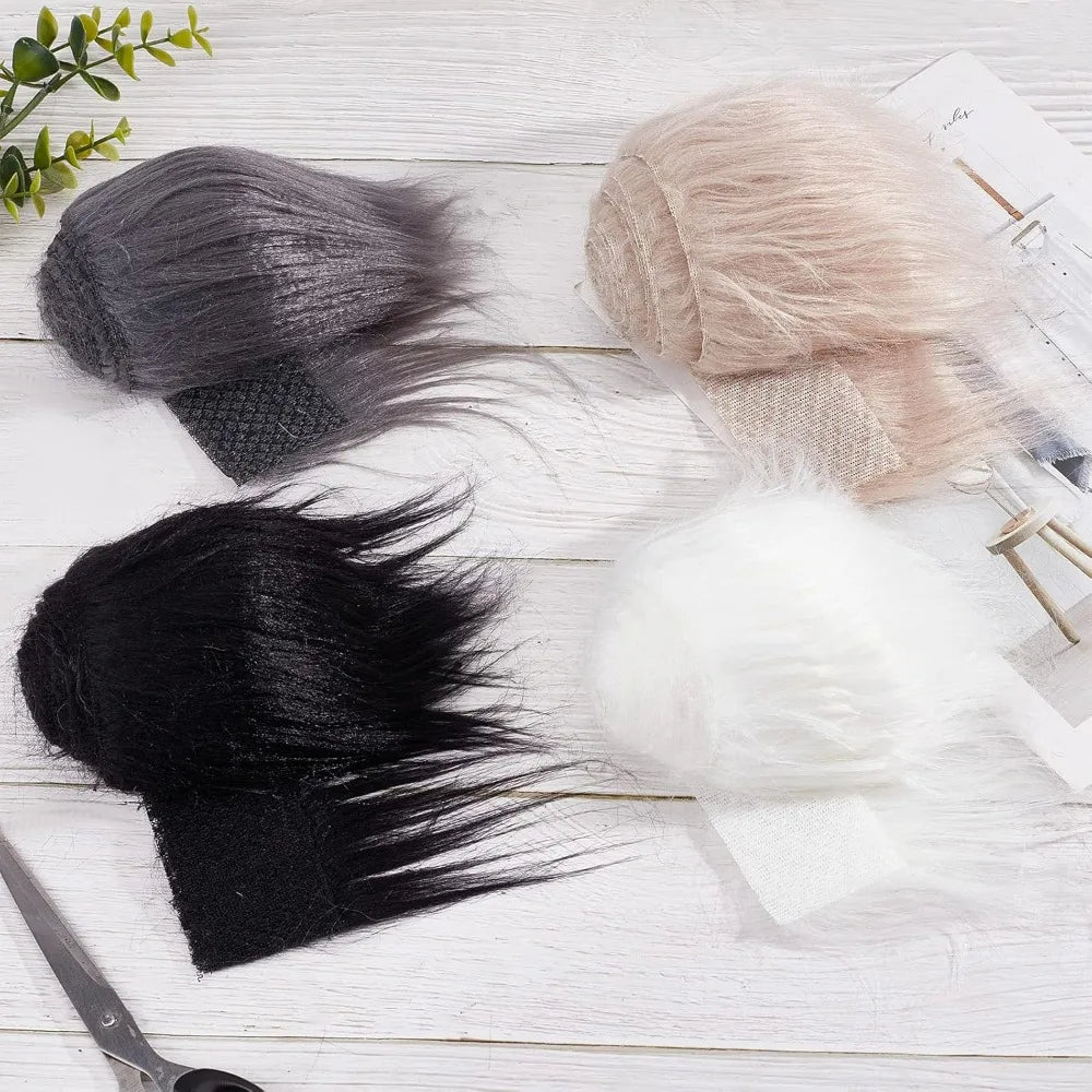 Faux Fur Fabric Strips – 4 Colors Shaggy Plush Craft Patches